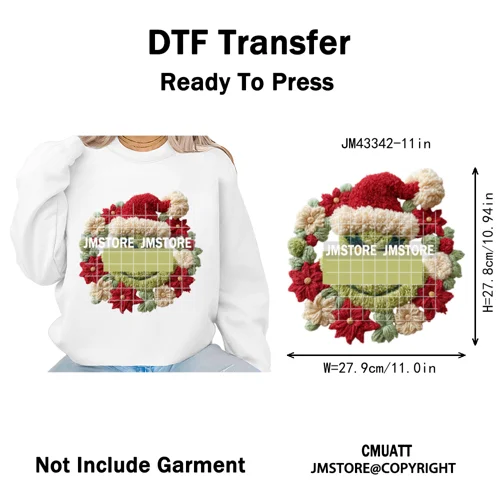 Latch Hook Faux Yarn Cartoon Movie Friends Merry Christmas Iron on Washable DTF Transfers Stickers Ready to Press for Textiles