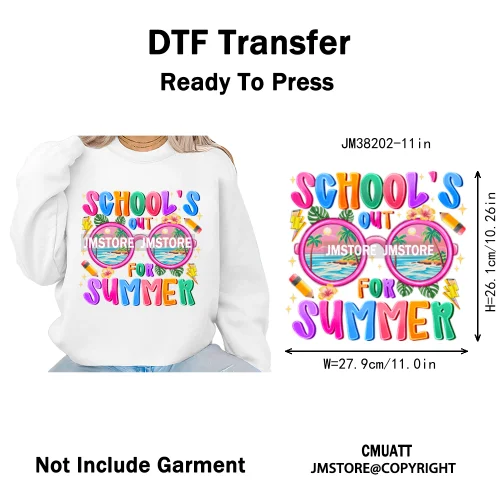 Spring Break Wildflower Seashell Turtle Coquette Sun Summer Vacation Iron on DTF Transfers Stickers Ready to Press for Clothes