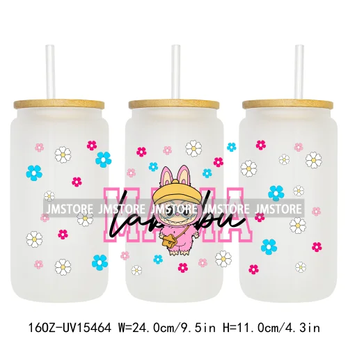 Cute Mama Doll Cartoon Mirror Bow 16OZ UV DTF Cup Wraps Ready To Apply Waterproof Transfer Stickers For Libbey Glass Can Tumbler