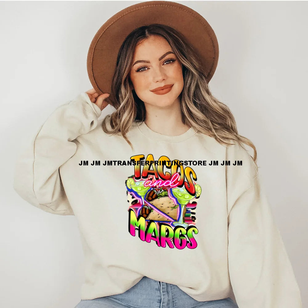 Colorful Mexican Pinata Latina Cinco De Mayo Festival Logos Iron On Fiesta Tacos Tequila DTF Transfer Stickers For Clothing