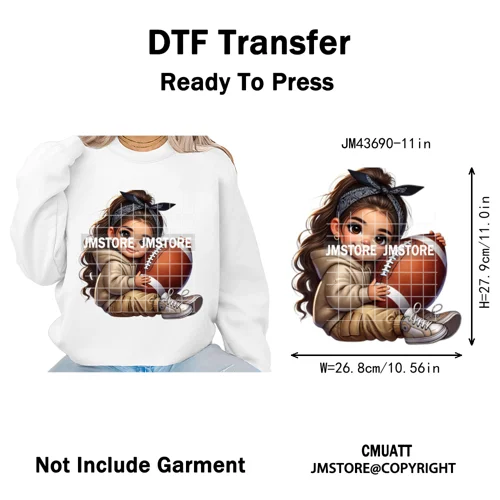 Latina Football Mexican Baby Girls Sports Lover Game Day Iron on Washable DTF Heat Transfers Stickers Ready to Press for Hoodies