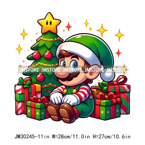 Christmas Cartoon Animal Characters Snow Holiday Santa Tree Gifts Iron On DTF Transfers Stickers Ready To Press For Sweatshirts
