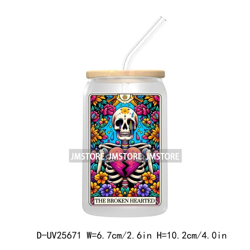 The Teacher Tarot Card UV DTF Transfer Stickers Decals For Libbey Cold Cups Mugs Tumbler Custom Logo Labels Funny Witchy Skull