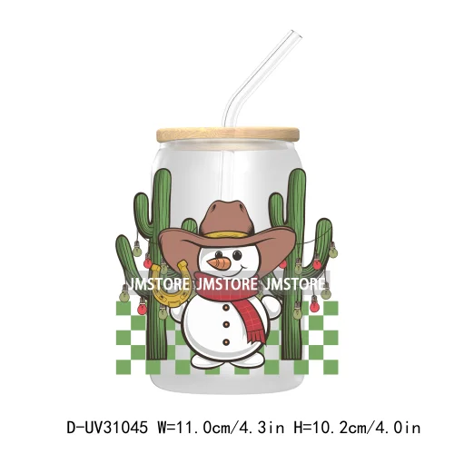 Retro Western Christmas Cowgirl Howdy Santa UV Sticker Decals For Libbey Cold Cups Mugs Tumbler Transfer Stickers Xmas Season