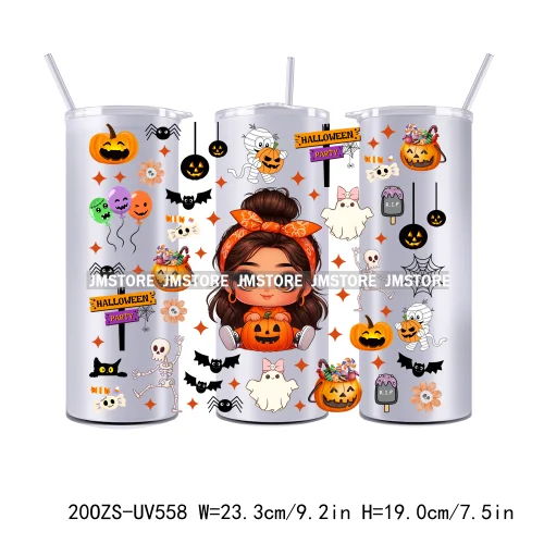 Latina Baby Halloween Pumpkin 20OZ Straight Skinny Tumbler Wrap UV DTF Cup Wraps Custom Labels Transfer Sticker Waterproof Logo