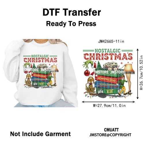 Ho Ho Ho Christmas Coquette Gifts Santa Cartoon Characters Iron on DTF Washable Transfers Stickers Ready to Press for Clothing