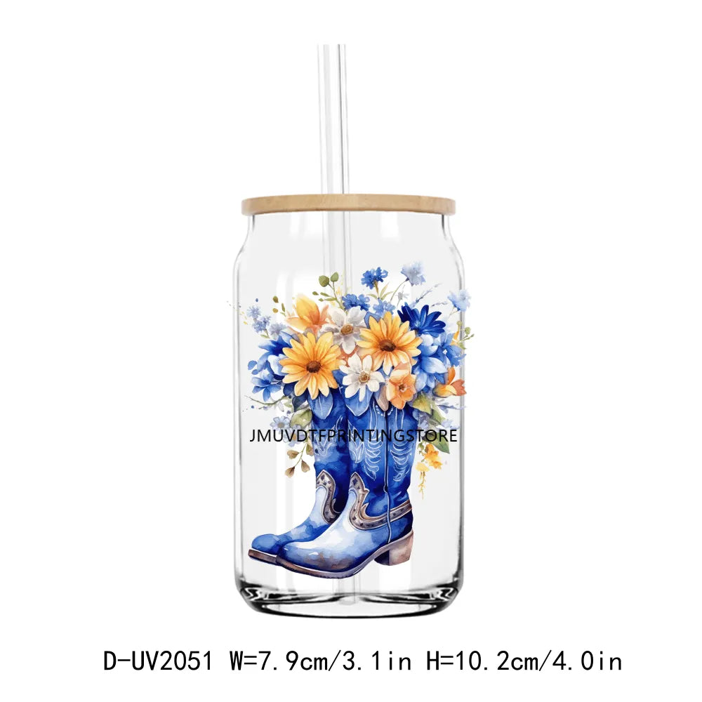 Cow Girls Boots And Sunflowers UV DTF Transfers Stickers Decals For Libbey Cold Cups Mugs Tumbler Waterproof DIY Craft