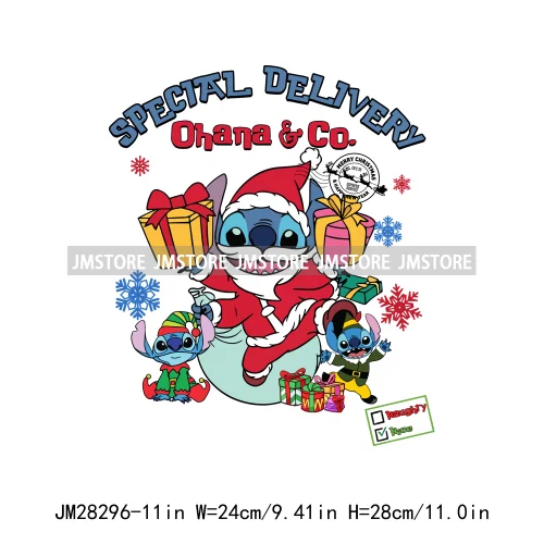 Special Delivery Characters Cartoon Santa Claus Christmas Gift Iron On DTF Transfers Stickers Ready To Press For Clothes