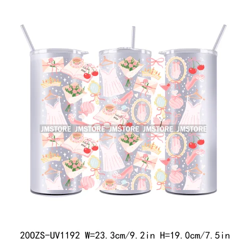 Floral Fruit Bookish Affirmation 20OZ Tumbler Wraps Ready To Ship UV DTF Transfer Stickers Waterproof Prints For Skinny Tumbler