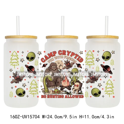 Funny Horror Halloween Characters UV DTF Wraps Transfer Sticker Selfadhesive Waterproof High Quality For 16OZ Libbey Glass Can