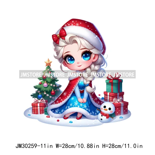 Cute Princess Red Ugly Sweater Cartoon Girls Friends Merry Christmas Iron On DTF Transfers Stickers Ready To Press For Clothing