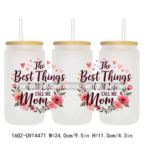 Mother's Day Quotes Mom Love UV DTF Wraps Transfer Sticker Waterproof Custom UV DTF Prints For 16OZ Libbey Glass Can Tumbler Mug