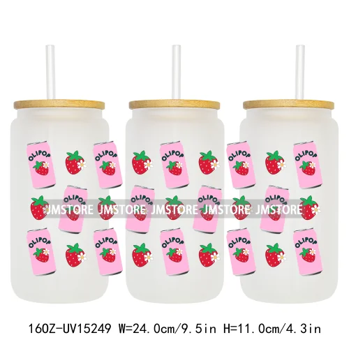 Coquette Soda Can Fruit Drink 16OZ UV DTF Cup Wraps Ready To Apply Waterproof Transfer Stickers For Libbey Glass Can Tumblers