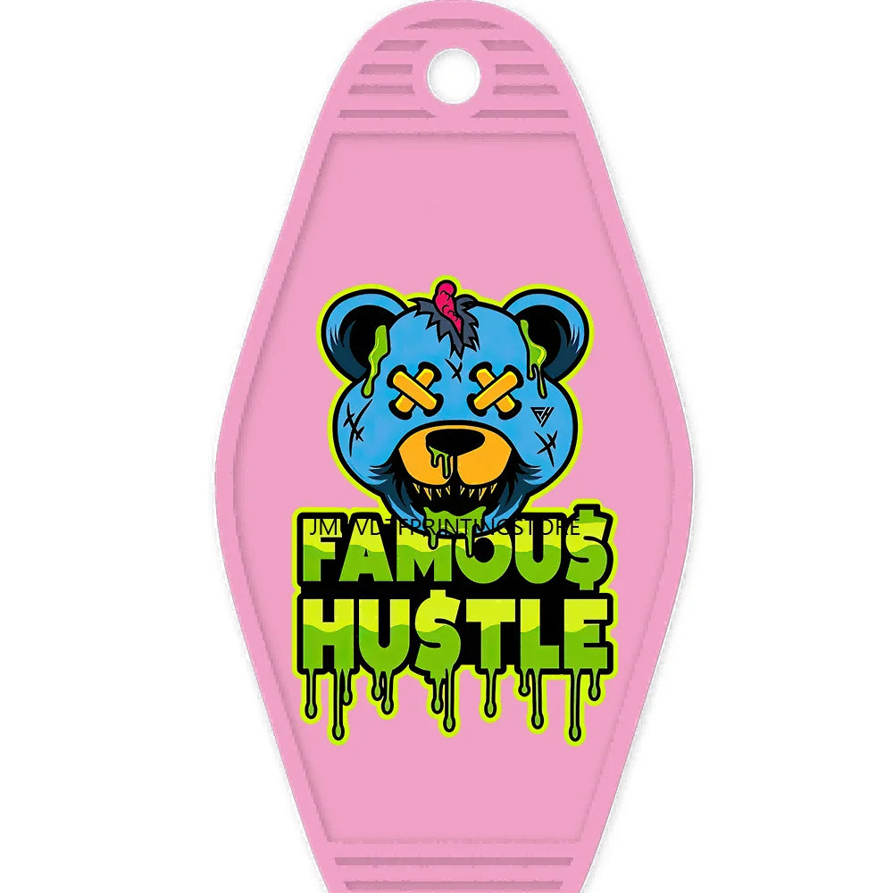 Famous Hustle Bear High Quality WaterProof UV DTF Sticker For Motel Hotel Keychain Colorful Teddy Bears