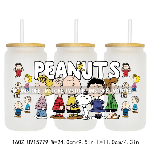Retro Puppy Cartoon Best Friends 16OZ UV DTF Cup Wraps Ready To Apply Waterproof Transfer Stickers For Libbey Glass Can Tumbler