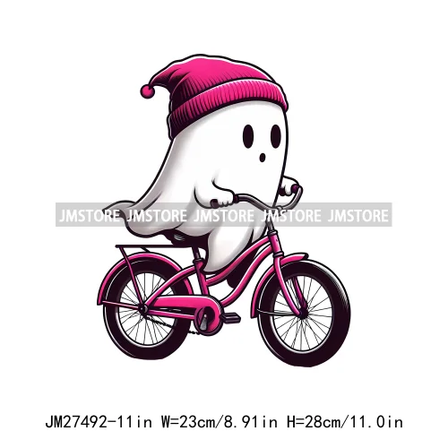 Read Books Flower Bike Music Ghost Sweet Spooky Season Halloween DTF Printing Logos Iron On Transfers Stickers For Hoodies Bags