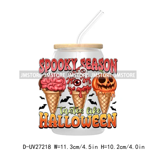 Candy Heart Spooky Ghost Halloween UV DTF Transfer Stickers Decals For Libbey Cold Cup Mug Tumbler Tis The Season Horror Pumpkin