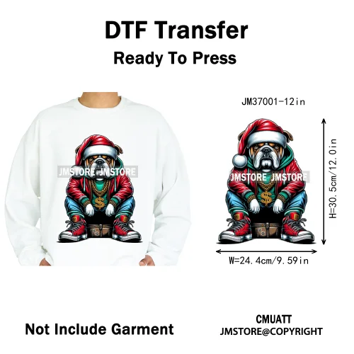 12in Graffiti Gangster Hip Hop Gorilla Life Is Better With Bulldog Iron on DTF Heat Transfer Sticker Ready to Press for Hoodies