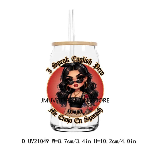 Mexican Latina Mama Chicano Cartoon Girls UV DTF Transfer Stickers Decals For Libbey Cold Cups Mugs Tumbler Waterproof DIY Logo