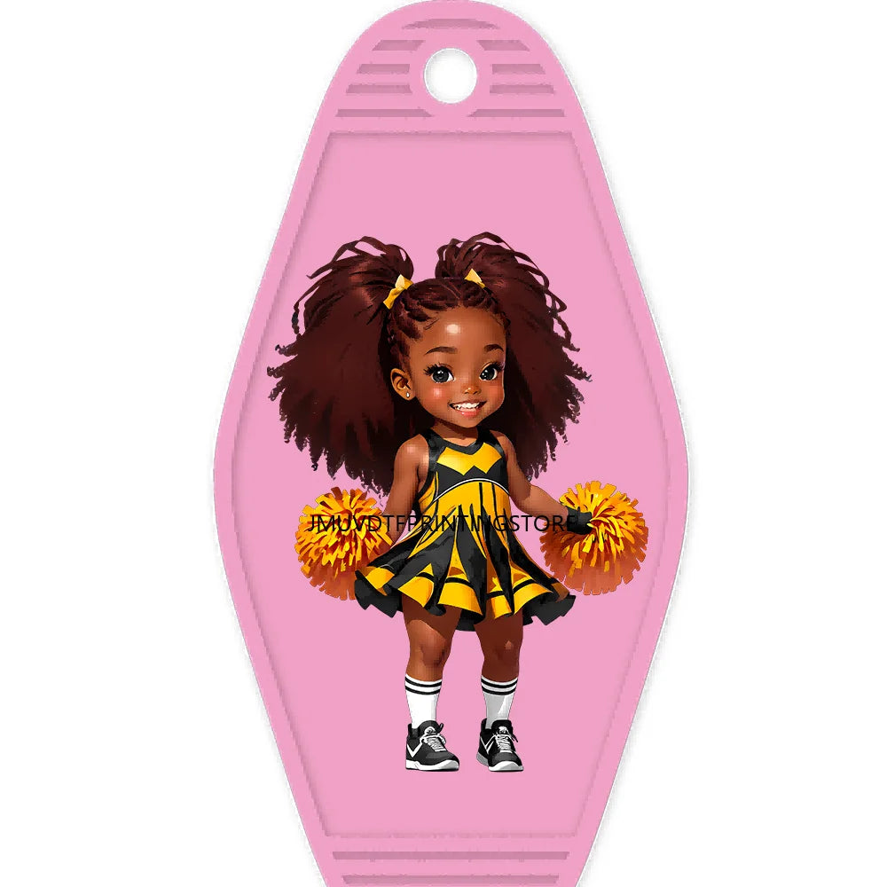 Sport Football Player High Quality WaterProof UV DTF Sticker For Motel Hotel Keychain Black Afro Girls