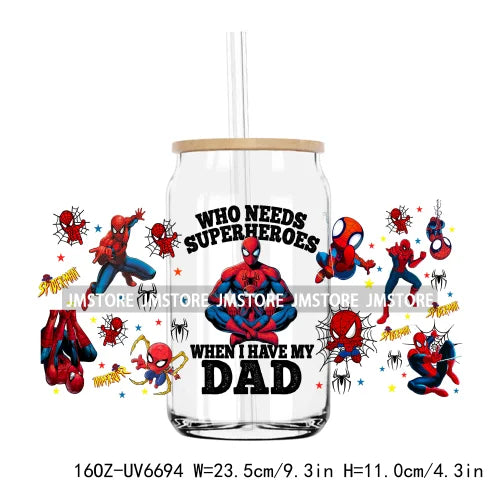 Cartoon Papa Dad And Son UV DTF Sticker For 16OZ Libbey Glass Cup Can Wrap Transfer Stickers Custom Labels DIY Logo Father's Day