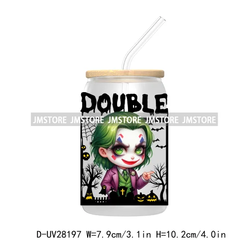 Cartoon Princess Couple Halloween Double Trouble UV DTF Transfer Stickers Decals For Libbey Cold Cup Mug Tumbler Waterproof Logo