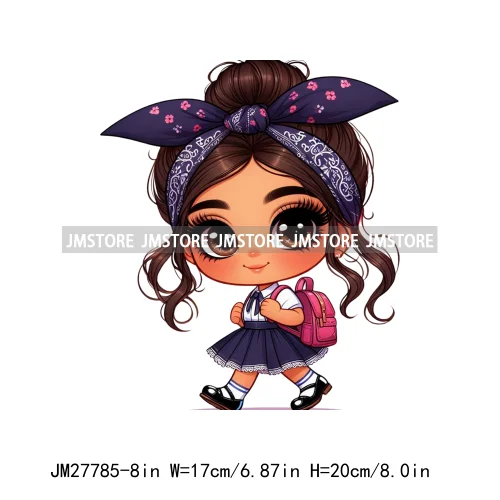 Cute Back To School Latina Baby Princess Chicana Hispanic Girls Designs DTF Iron On Transfer Stickers Ready To Press For Hoodies