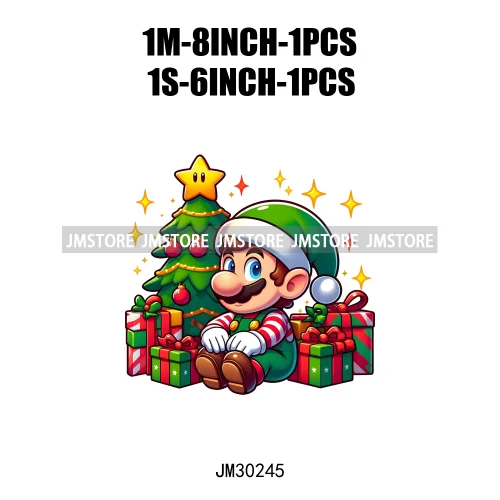 Christmas Cartoon Animal Characters Snow Holiday Santa Tree Gifts Iron On DTF Transfers Stickers Ready To Press For Sweatshirts