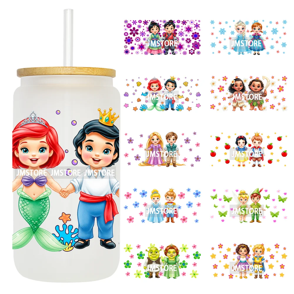 Kids Cartoon Character Flowers Butterfly 16OZ UV DTF Cup Wraps Ready To Apply Waterproof Transfer Stickers For Libbey Glass Can