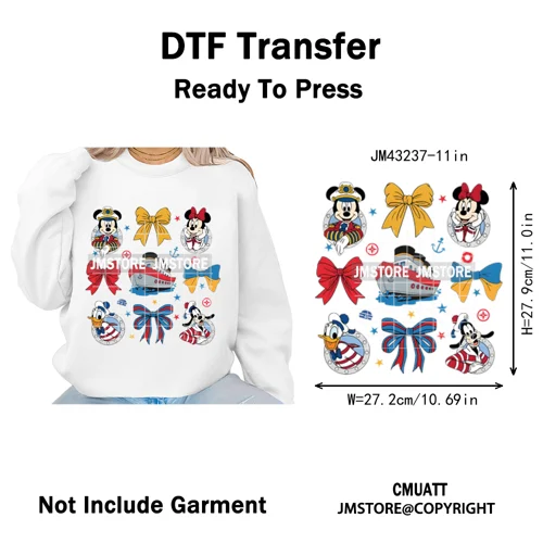 Trendy Girls Mirror Coquette Cartoon Friends Character Trip Holiday Iron on DTF Transfer Stickers Ready to Press for Sweatshirts