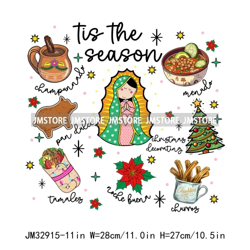 Tis The Season Mexican Christmas Gingerbread Feliz Navidad Concha Xmas Iron On DTF Transfers Stickers Ready To Press T-shirts