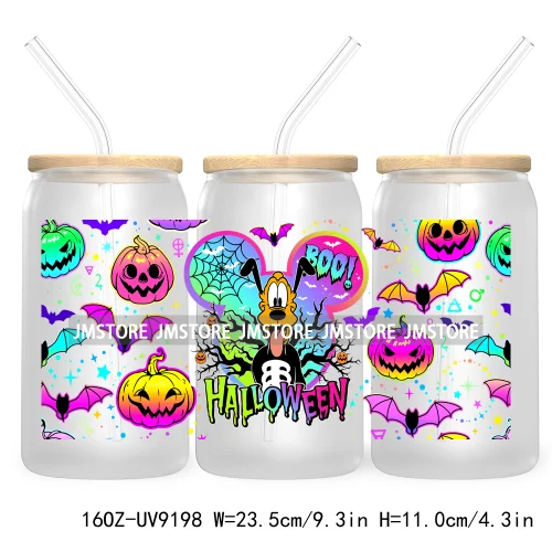 Boo Halloween Cartoon 16OZ UV DTF Cup Wrap Transfer Stickers Custom Labels Durable Waterproof For Libbey Glass Can Fall Pumpkin