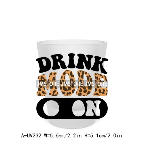 Drink Drank Drunk Alcohol Short Glass Cups UV DTF Sticker For Beer Mugs Decals Transfers Stickers Waterproof DIY Craft Quotes