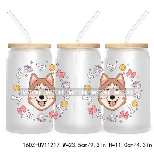 Dog Mom Mama 16OZ UV DTF Cup Wrap Transfer Stickers Custom Labels Durable Waterproof Logo For Libbey Glass Can Seamless Dog Paw