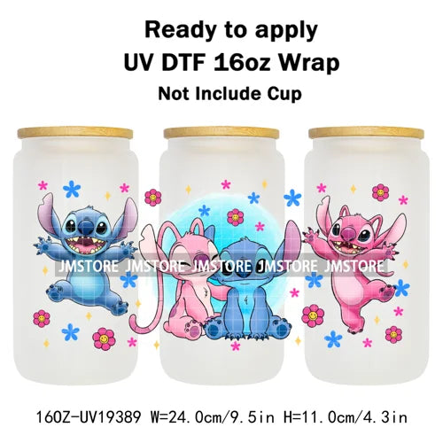 Tropical Cartoon Summer Vibes Splash UV DTF Wraps Transfer Sticker Waterproof High Quality For 16OZ Libbey Glass Can Tumblers