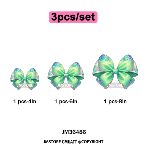 Colorful Princess Vibes Coquette Girly Kids Pastel Bows Printed Decals Iron on DTF Transfer Stickers Ready to Press for Clothes