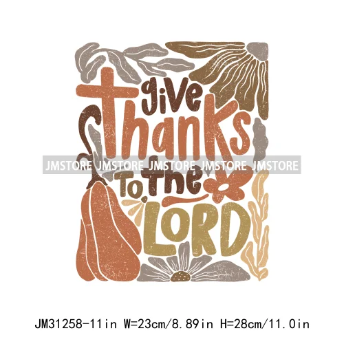 Thanksgiving Coquette Bow Pumpkin Cute Turkey Quotes Give Thanks Jesus Iron On DTF Transfers Stickers Ready To Press For Shirts