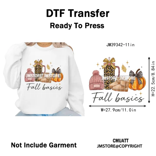 Fall Into Reading Sunflower Pumpkin Coquette Autumn Season Vibes Iron on DTF Heat Transfers Stickers Ready to Press for T-shirts
