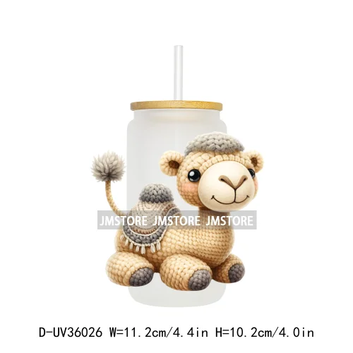 New Knitted Baby Animals UV Sticker Decals For Libbey Cold Cups Mugs Tumbler Transfer Stickers Waterproof High Quality Labels