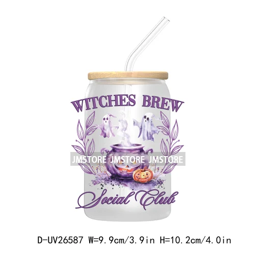 Spooky Witch Halloween UV DTF Transfer Stickers Decals For Libbey Cold Cups Mugs Durable Waterproof Custom Labels Fall Season