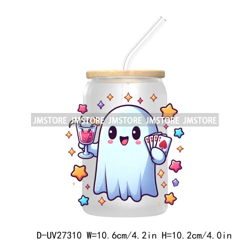 Spooky Ghost Halloween Autumn Pumpkin Season UV DTF Transfer Stickers Decals For Libbey Cold Cups Mugs Tumbler Black Cats Boo