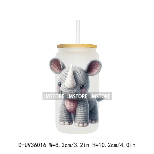 New Knitted Baby Animals UV Sticker Decals For Libbey Cold Cups Mugs Tumbler Transfer Stickers Waterproof High Quality Labels