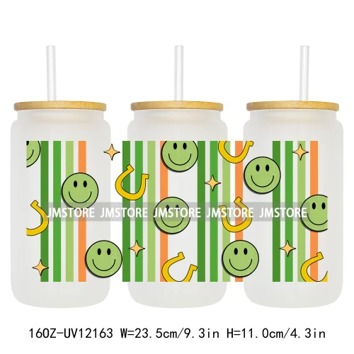 Coquette St Patrick's Day Lucky Shamrock 16OZ UV Cup Wrap DTF Transfer Stickers For Libbey Glass Can Cups Tumbler Custom Prints