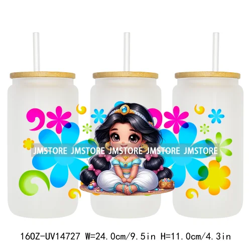 Magical Princess Bow Cartoon Girl 16OZ UV DTF Cup Wraps Ready To Apply Waterproof Transfer Stickers For Libbey Glass Can Tumbler