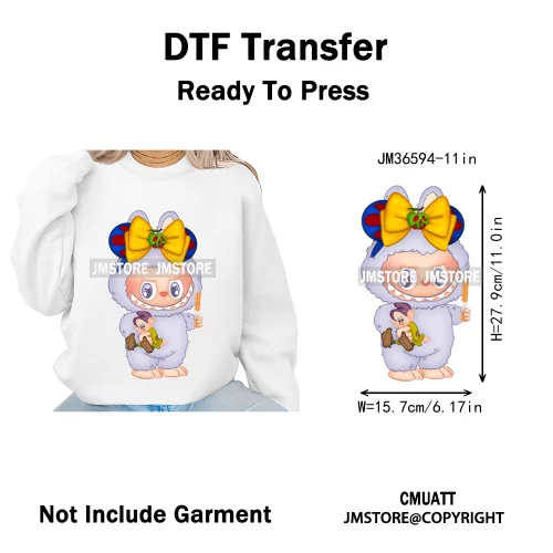 New Coquette Cartoon Monster Friends Costume Girly Kids Love Iron On DTF Transfer Stickers Designs Ready To Press for Clothing