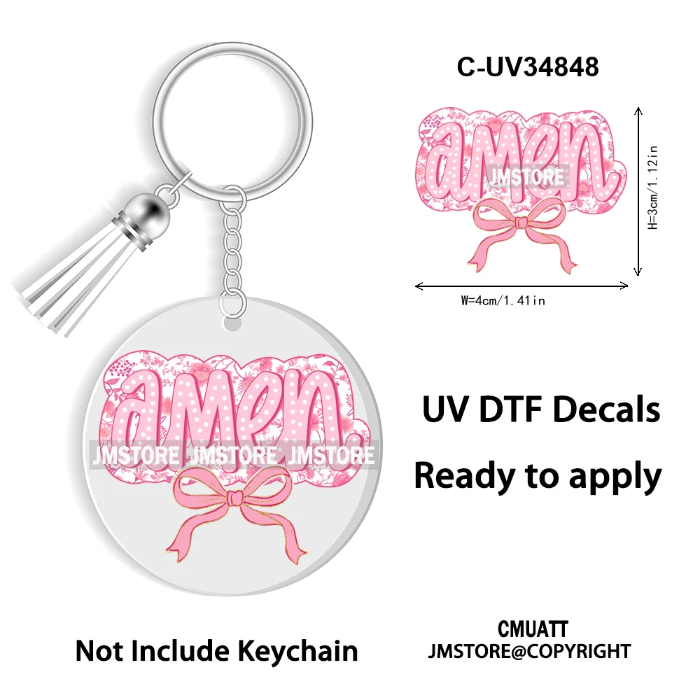 Happy Easter School Teacher Life Retro Coquette Easter Bunny WaterProof UV DTF Sticker For Round Circle Acrylic Keychain Keyring