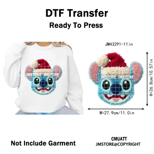 Latch Hook Faux Yarn Cartoon Movie Friends Merry Christmas Iron on Washable DTF Transfers Stickers Ready to Press for Textiles