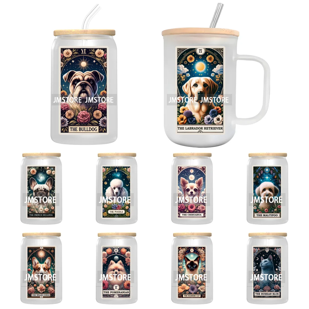 Dog Cat Animals Tarot Card UV Sticker Decals For Libbey Cold Cups Mugs Tumbler Transfer Stickers Waterproof High Quality Labels