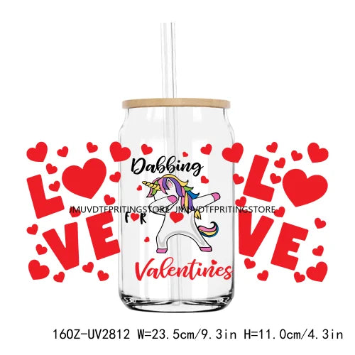 Cute Animal Couple Valentine Day UV DTF Sticker For 16OZ Libbey Glass Cup Can Wrap Transfer Sticker Custom Labels DIY Logo