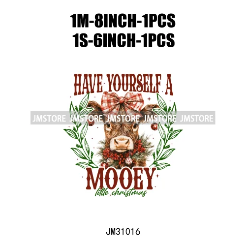 Funny Howdy Christmas Western Cowboy Highland Cow Gingerbread Boots Iron On DTF Transfers Stickers Ready To Press For T-shirts